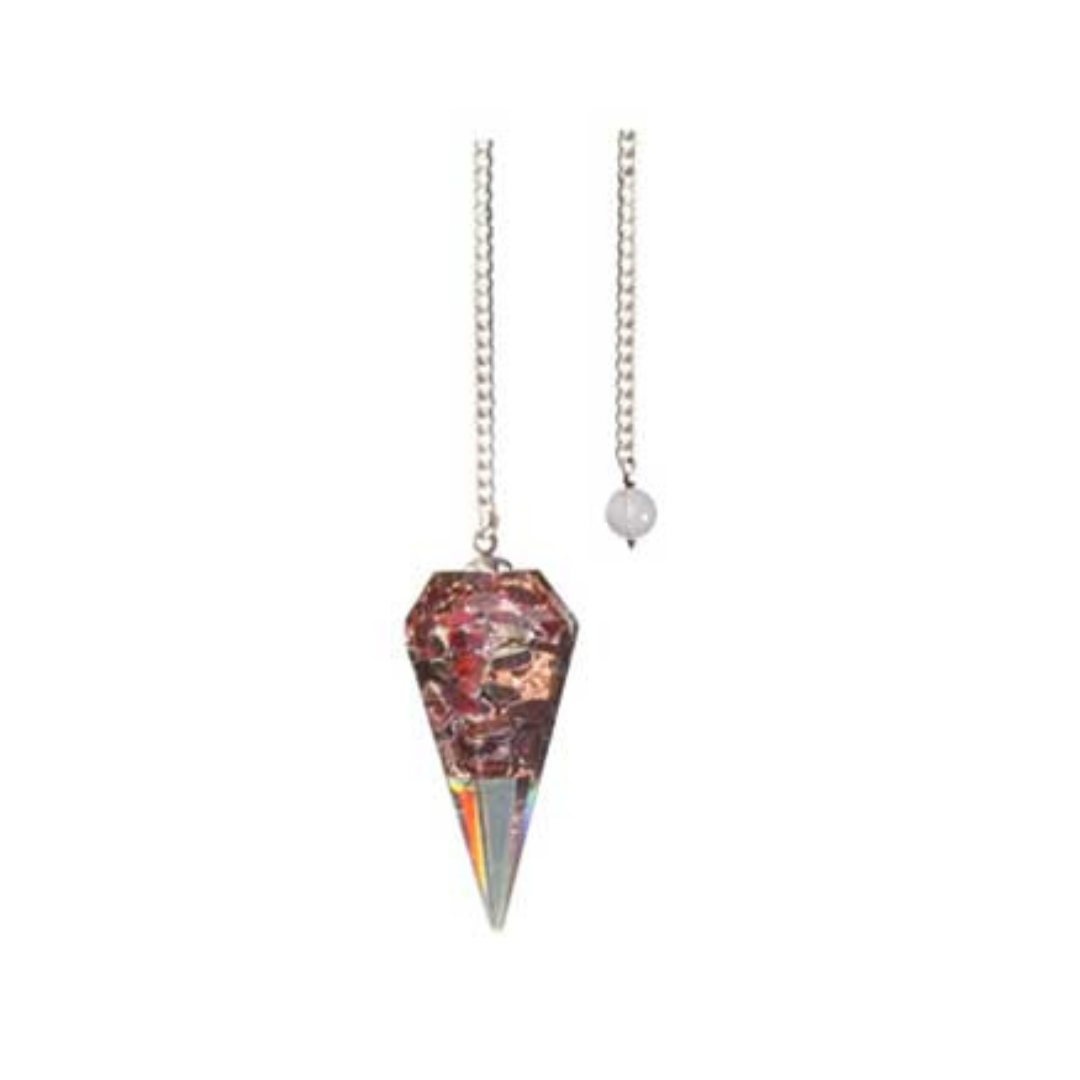 Garnet Orgone Pendulum 6-sided