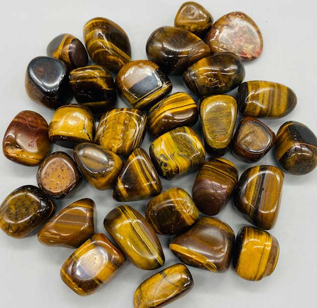 1 lb Tiger Eye, Yellow  Tumbled Stones