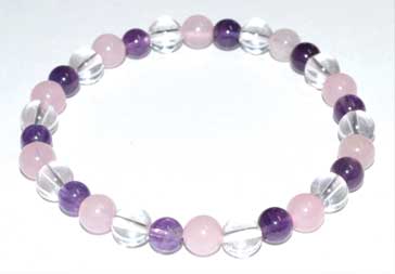 6mm Amethyst, Rose Quartz & Quartz Bracelet