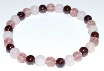 6mm Rose Qtz, Strawberry Qtz & Garnet Bracelet