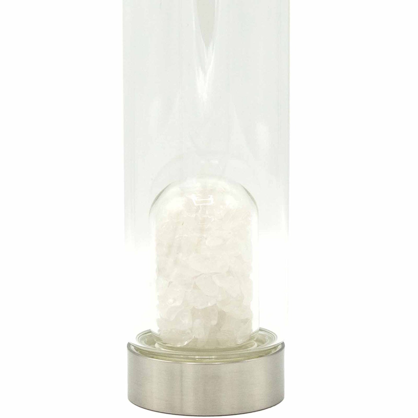 Crystal Infused Glass Water Bottle - Cleansing Clear Quartz - Chips