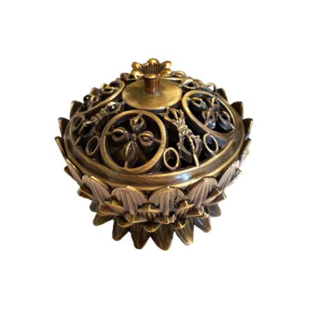 Lotus Incense Burner, Antique Bronze