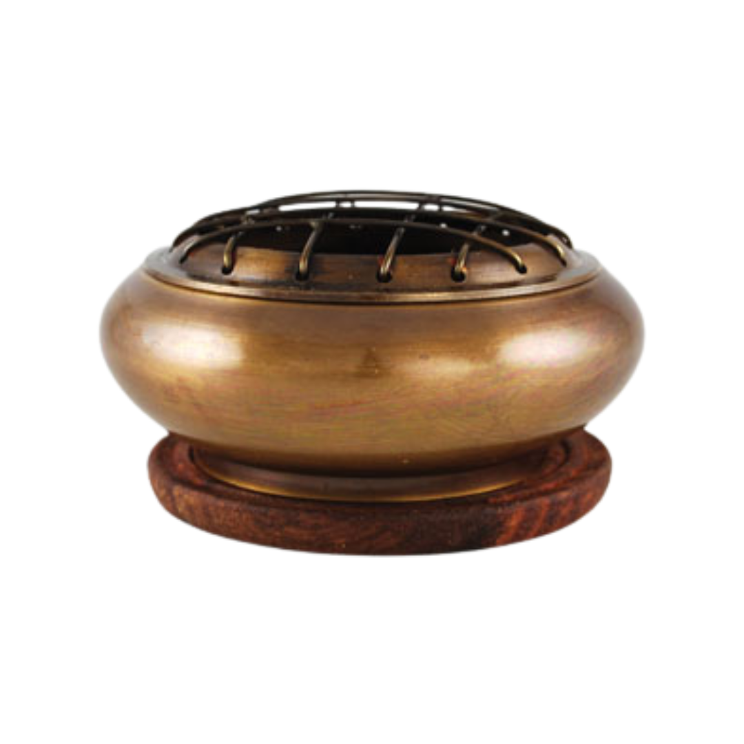 Brass Screen incense burner with Coaster