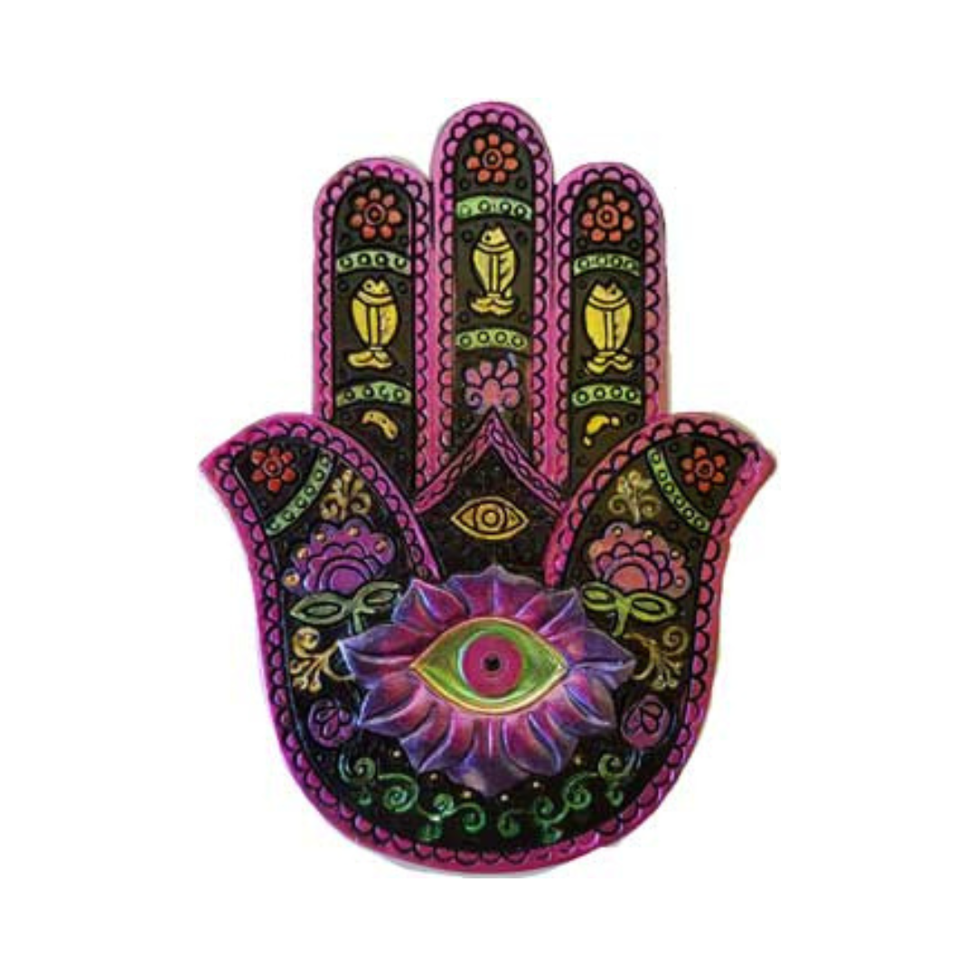 Black & Fuchia Hamsa Incense Burner