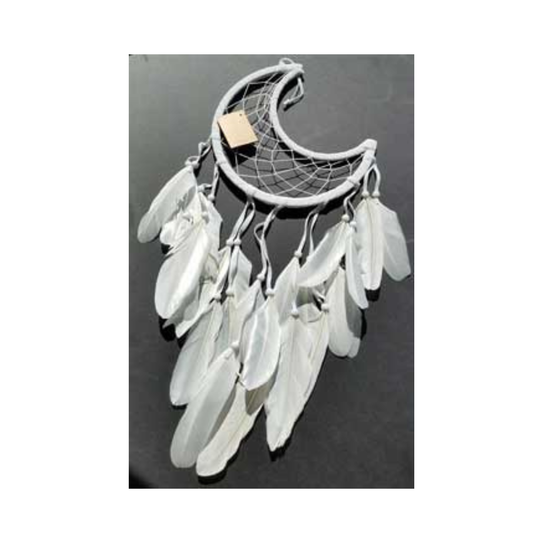 8 1/2" Half Moon White Dream Catcher